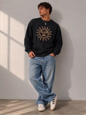 Tears For Fears Embroidered Sun Crewneck Sweatshirt NWOT Size XL